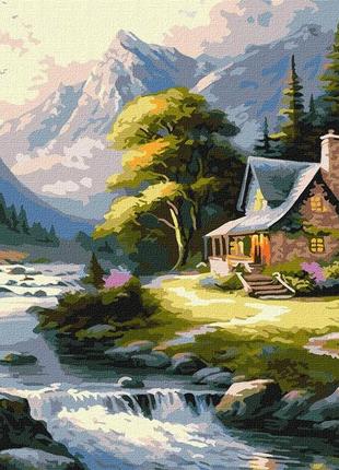 Картина по номерам  "домик в горах" 40х50см1 фото