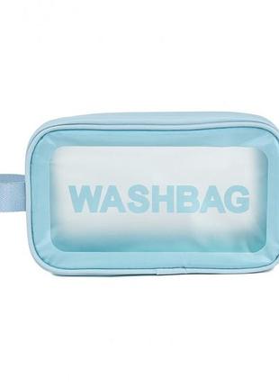 Жіноча косметичка washbag органайзер з однією ручкою середня блакитна