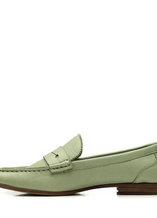 Туфлі лофери зелені шкіряні 997тz-с6 фото