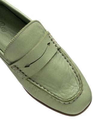 Туфли лоферы зеленые кожаные 997тz-с10 фото