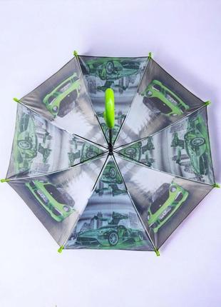 Зонтик трость детский полуавтомат для мальчика с машинками от фирмы rain proof6 фото
