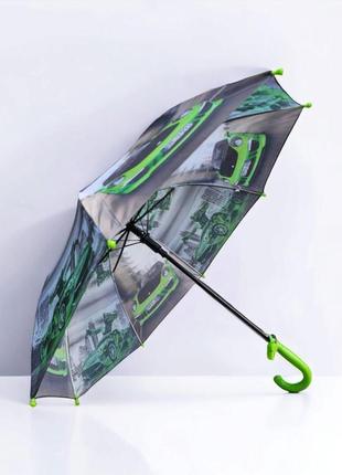 Зонтик трость детский полуавтомат для мальчика с машинками от фирмы rain proof7 фото