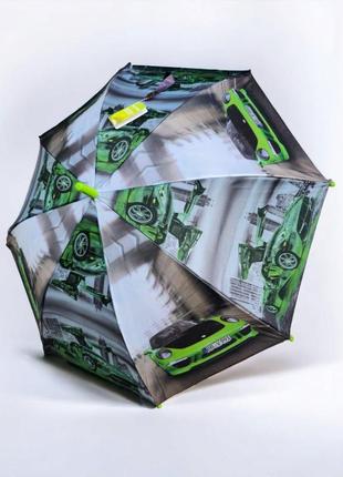 Зонтик трость детский полуавтомат для мальчика с машинками от фирмы rain proof4 фото