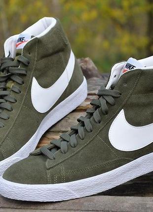 Оригинал nike! высокие мужские кеды модель  blazer retro sneakers in green найк2 фото