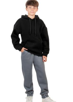 4 цвета (серые, черные, зеленые, синие) 🌈 теплые зимние спортивные штаны на флисе подростковые, тёплое зимние брюки на флисе подростковая трехнитка3 фото
