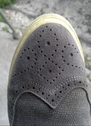Ботинки туфли серые натуральная кожа замш