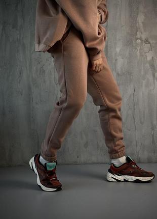 Мужские зимние спортивные штаны оверсайз на флисе мокко (bon)3 фото