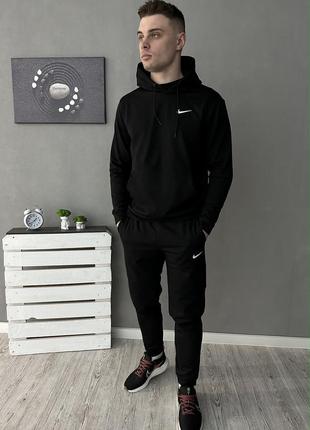 Чоловічий спортивний костюм nike чорний весняний осінній  ⁇  комплект худі та штани найк (bon)