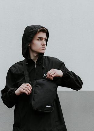 Мужской спортивный костюм nike анорак + штаны + барсетка черный из плащевки найк  весенний (bon)8 фото