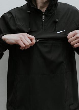 Чоловічий спортивний костюм nike анорак + штани + барсетка чорний із плащової тканини найк весняний (bon)9 фото