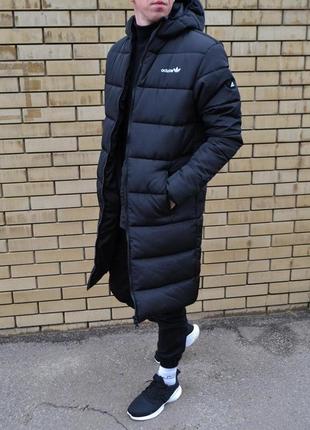Чоловіча зимова парка adidas спортивна чорна до -25 °c | куртка адідас подовжена з капюшоном тепла (bon)6 фото