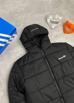 Чоловіча зимова парка adidas спортивна чорна до -25 °c | куртка адідас подовжена з капюшоном тепла (bon)10 фото