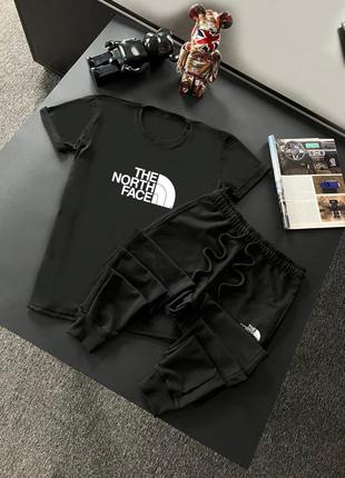 Чоловічий спортивний костюм літній the north face футболка + штани сірий із чорним зе норд фейс на літо (bon)3 фото