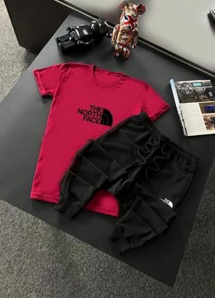 Чоловічий спортивний костюм літній the north face футболка + штани сірий із чорним зе норд фейс на літо (bon)2 фото