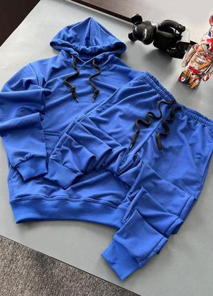 Мужской спортивный костюм синий с капюшоном весенний осенний комплект худи и штаны (bon)1 фото