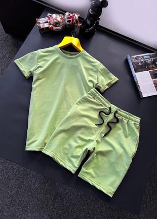 Чоловічий літній костюм футболка + шорти м'ятний базовий без бренда спортивний костюм на літо (bon)2 фото