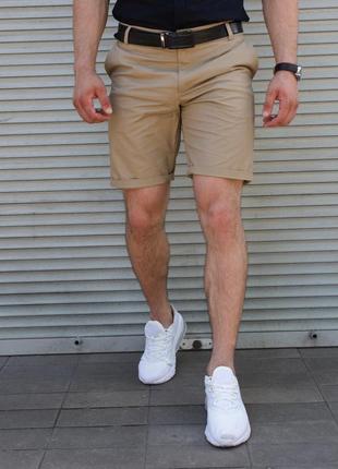 Мужские классические шорты бежевые на лето короткие бриджи повседневные (bon)2 фото
