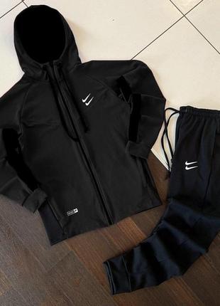 Мужской спортивный костюм nike dri fit черный дабл свуш найк с капюшоном весенний осенний (bon)