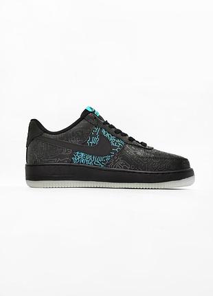 Мужские кроссовки nike air force x space jam" black кожаные найк аир форс черные (bon)