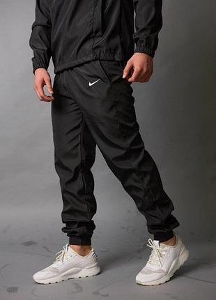 Мужские спортивные штаны nike из плащевки черные однотонные весенние | брюки мужские найк повседневные (bon)