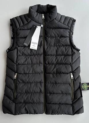 Чоловіча жилетка stone island чорна демісезонна весняна осінка  ⁇  безрукавка стьобана стон айленд (bon)