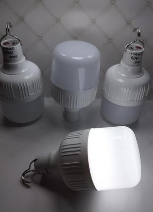 Аварийная лампочка светодиодная лампа с аккумулятором 2 х 14500!  led 80w зарядка usb для кемпинга5 фото