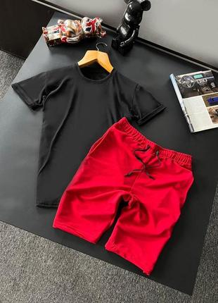 Мужской летний костюм футболка + шорты черный камуфляж базовый без бренда спортивный костюм на лето (bon)3 фото