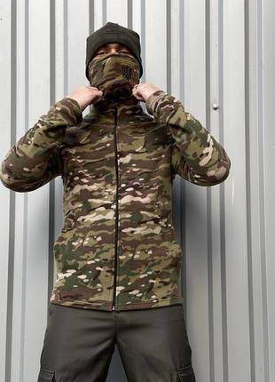 Мужская тактическая флисовая кофта пиксельная на змейке с липучками хаки | толстовка теплая на флисе военная3 фото