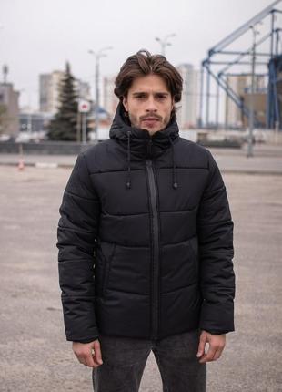 Чоловіча зимова куртка glacier до -25 °c тепла чорна  ⁇  чоловічий пуховик зимовий з капюшоном (bon)