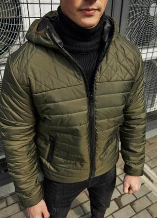 Чоловіча куртка хакі демісезонна весняна осінка до 0 °c  ⁇  утеплена вітровка стьобана чоловіча (bon)