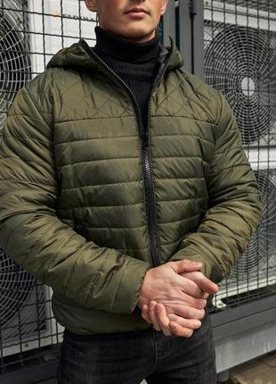 Чоловіча куртка хакі демісезонна весняна осінка до 0 °c  ⁇  утеплена вітровка стьобана чоловіча (bon)2 фото