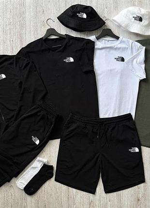 Мужской спортивный костюм + шорты + футболка + панамка + носки the north face 6в1 зе норт фейс черный (bon)