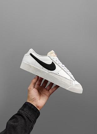 Кроссовки мужские nike blazer low '77 vintage white белые кожаные кеды найк блейзер (bon)