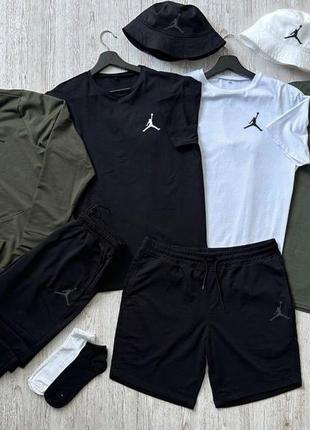 Мужской спортивный костюм jordan 6в1 худи + штаны + шорты + футболка + панамка + носки джордан хаки (bon)
