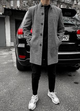 Мужское пальто кашемировое серое двубортное классическое весеннее осеннее (bon)2 фото