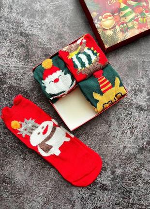 Детский подарочный новогодний бокс с новогодними носками 4 пары + пахнючка под ёлку (bon)4 фото