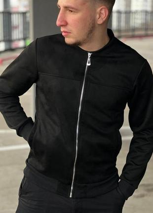 Чоловічий бомбер замшевий чорний  ⁇  чоловіча замшева куртка весняна осінна (bon)