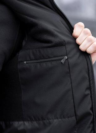 Мужская зимняя тактическая куртка черная winter jacket из плащевки до -20*с с шевроном (bon)9 фото
