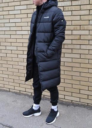 Чоловіча зимова парка adidas спортивна чорна до -25 °c  ⁇  куртка адідас подовжена пуховик з капюшоном теплий (bon)2 фото