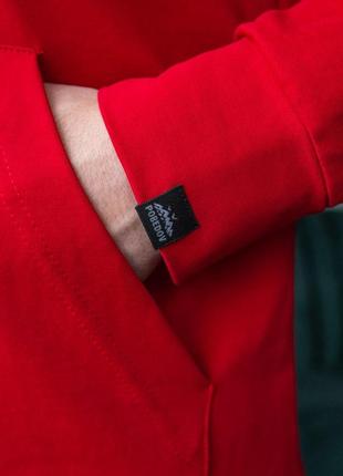 Мужское худи одонотонное базовое весеннее осеннее classic красное| кофта мужская с капюшоном без молнии (bon)6 фото