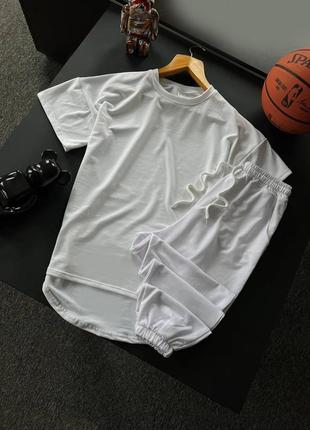 Чоловічий літній костюм оверсайз футболка + штани білий комплект повсякденний на літо (bon)