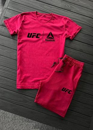 Мужской летний костюм reebok ufc футболка + шорты бордовый рибок юфс на лето (bon)