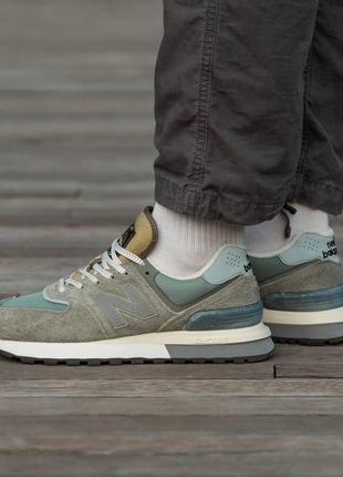 Мужские кроссовки new balance 574 legacy x stone island замшевые хаки весенние осенние стон айленд (bon)