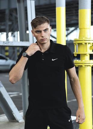 Мужская футболка поло nike черная хлопковая летняя | тенниска найк спортивная на лето (bon)