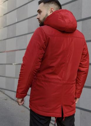 Чоловіча зимова парка nike червона до -25 °c тепла на флісі з капюшоном  ⁇  чоловічий зимовий пуховик найк (bon)6 фото