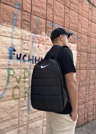 Рюкзак nike спортивний чорний чоловічий жіночий портфель найк міський зі шкіряним дном (bon)10 фото