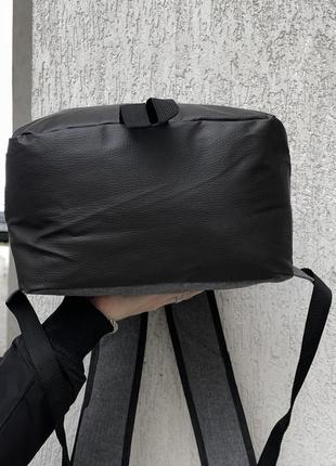 Мужской рюкзак nike air серый спортивный городской портфель найк с кожаным дном (bon)4 фото