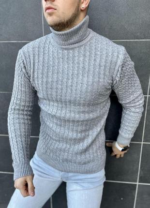 Мужской гольф свитер шерстяной классический с подворотом белый   (bon)3 фото