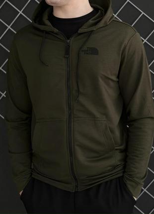 Мужская толстовка the north face хаки на молнии с капюшоном однотонная весенняя осенняя зе норт фейс (bon)