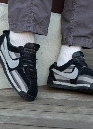 Мужские кроссовки nike cortez x union черные замшевые найк кортез весенние осенние (bon)5 фото